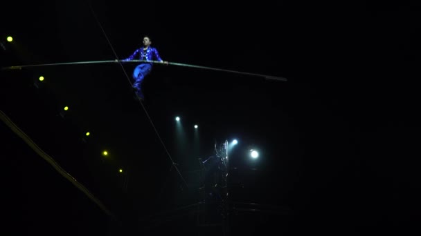 Hra Smrtí Acrobats Walk Lope Harness Safety Net — Stock video