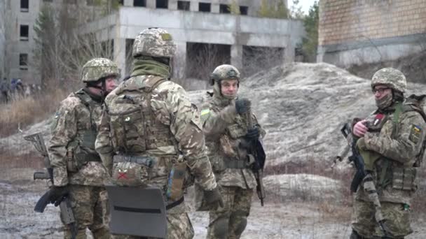 Ukraina Obóz Rezerwistów Ukrainy Szkolenie Przypadku Inwazji Rosyjskiej Kijów Ukraina — Wideo stockowe