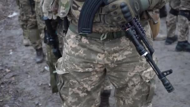 Ukraina Camp Ukrainian Reservists Utbildning Händelse Rysk Invasion Kiev Ukraina — Stockvideo