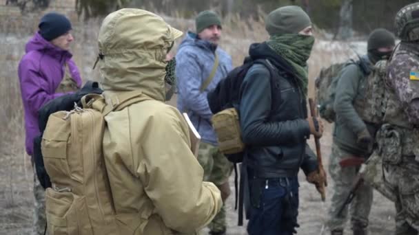 Ukraina Obóz Rezerwistów Ukrainy Szkolenie Przypadku Inwazji Rosyjskiej Kijów Ukraina — Wideo stockowe
