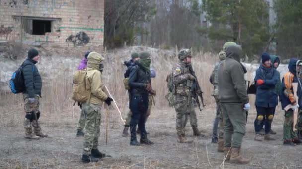 Ukraina Obóz Rezerwistów Ukrainy Szkolenie Przypadku Inwazji Rosyjskiej Kijów Ukraina — Wideo stockowe