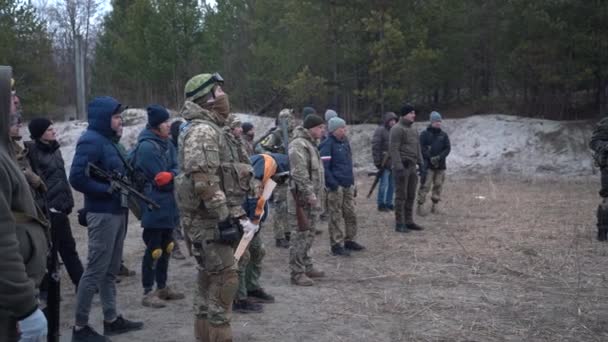 Ukraina Obóz Rezerwistów Ukrainy Szkolenie Przypadku Inwazji Rosyjskiej Kijów Ukraina — Wideo stockowe