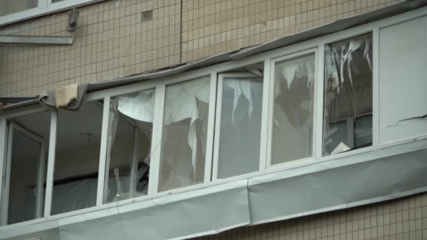 Destruição Após Ataques Foguetes Kiev Pelo Exército Russo — Vídeo de Stock