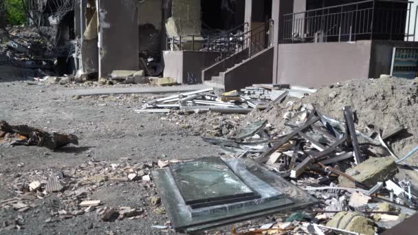 Destruição Após Ataques Foguetes Kiev Pelo Exército Russo — Vídeo de Stock