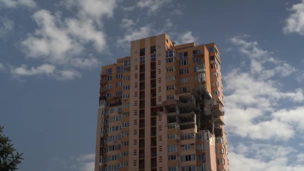 Destruction Rocket Attacks Kyiv Russian Army — Vídeo de stock