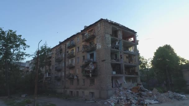 Destruction Rocket Attacks Kyiv Russian Army — Stockvideo