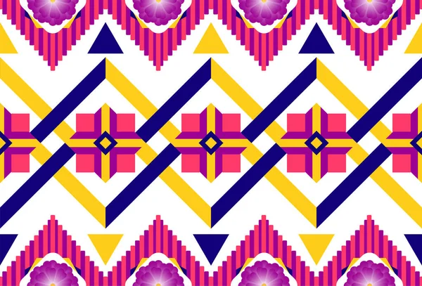 Ретро Цветной Племенной Вектор Бесшовный Узор Абстрактная Геометрическая Печать Искусства — стоковый вектор