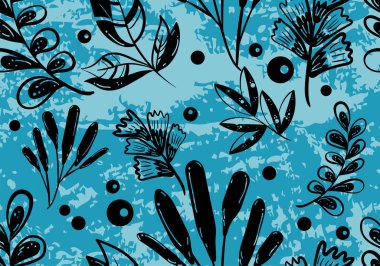 22091903 Çiçekli karalama motifli kusursuz desen. El karalama dokuları ve çiçek elementleriyle çizilmiş. Moda baskısı, paketleme, arka plan ve el sanatları için çiçek karalama vektör tasarımı..