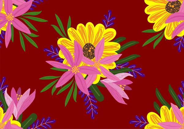 22092701 Nahtloses Muster Mit Floralen Kritzelmotiven Handgezeichnet Mit Kritzelbaren Texturen — Stockvektor