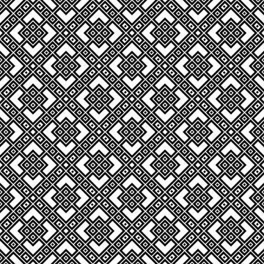 Siyah geometrik dikişsiz desen. Dekoratif kareler. Örnekleme dahil. 