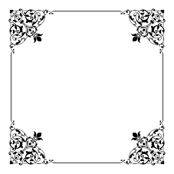 装饰的黑色方格框架 经典阿拉伯语角 — 图库矢量图片