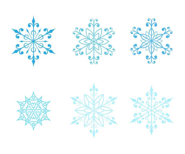 Zestaw Dekoracyjnych Płatków Śniegu Nowy Rok Wózki Świąteczne — Wektor stockowy