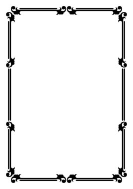 Dekoratif siyah dikdörtgen iskelet. A3, A4 orantı. 