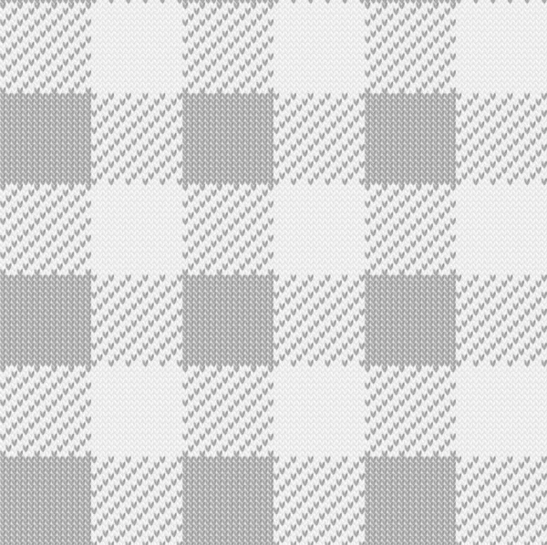 Gray White Seamless Checkered Vector Pattern Kitting Imitation Clipping Mask — Stock Vector