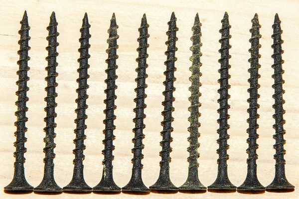 Black Screws Lie Tree Small Number Screws — Stock Photo, Image