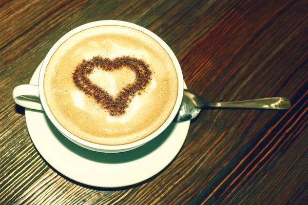 Beautifully Decorated Coffee Drink Heart Coffee Coffee Drink Table — стоковое фото