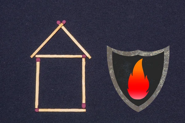 Matchhus Hemsäkerhet Husets Brandsäkerhet Hemförsäkring — Stockfoto
