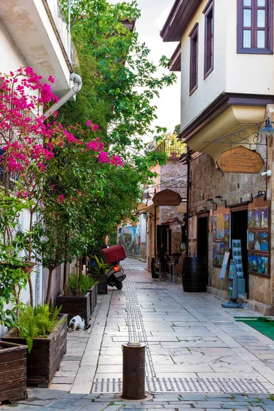 Casas Otomanas Principal Rua Pedonal Distrito Antalya Old Town Kaleici — Fotografia de Stock