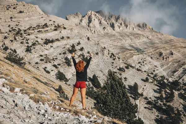 Weg Zum Olymp Der Höchste Berg Griechenlands Wanderin — Stockfoto