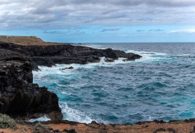 Tenerife 'nin kuzey kıyısındaki deniz fırtınasından önce, Mesa de Mar bölgesinde