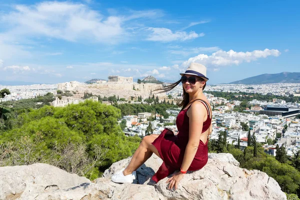 Sommerpanorama Athen Mit Plaka Blick Auf Die Stadt Und Die — Stockfoto