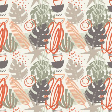 Modern orman kızlar ve erkekler için kusursuz vektör deseni