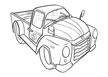 Vektör çizgi çizgi çizgi filminde, erkekler için beyaz arka planda izole edilmiş aşırı taşıma aracı çizimi. Beyaz arka planda izole edilmiş. Modern tişörtler için Doodle Illustration tarzı kıyafetler