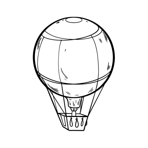 Ballon à air chaud dessiné à la main vecteur isolé sur fond blanc — Image vectorielle