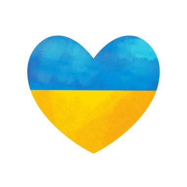 Arka plandaki ulusal pankartta izole edilmiş kalp devlet sembolü şeklinde Ukrayna bayrağı. Ukrayna Cumhuriyeti 'nin Ulusal Bağımsızlık Günü.