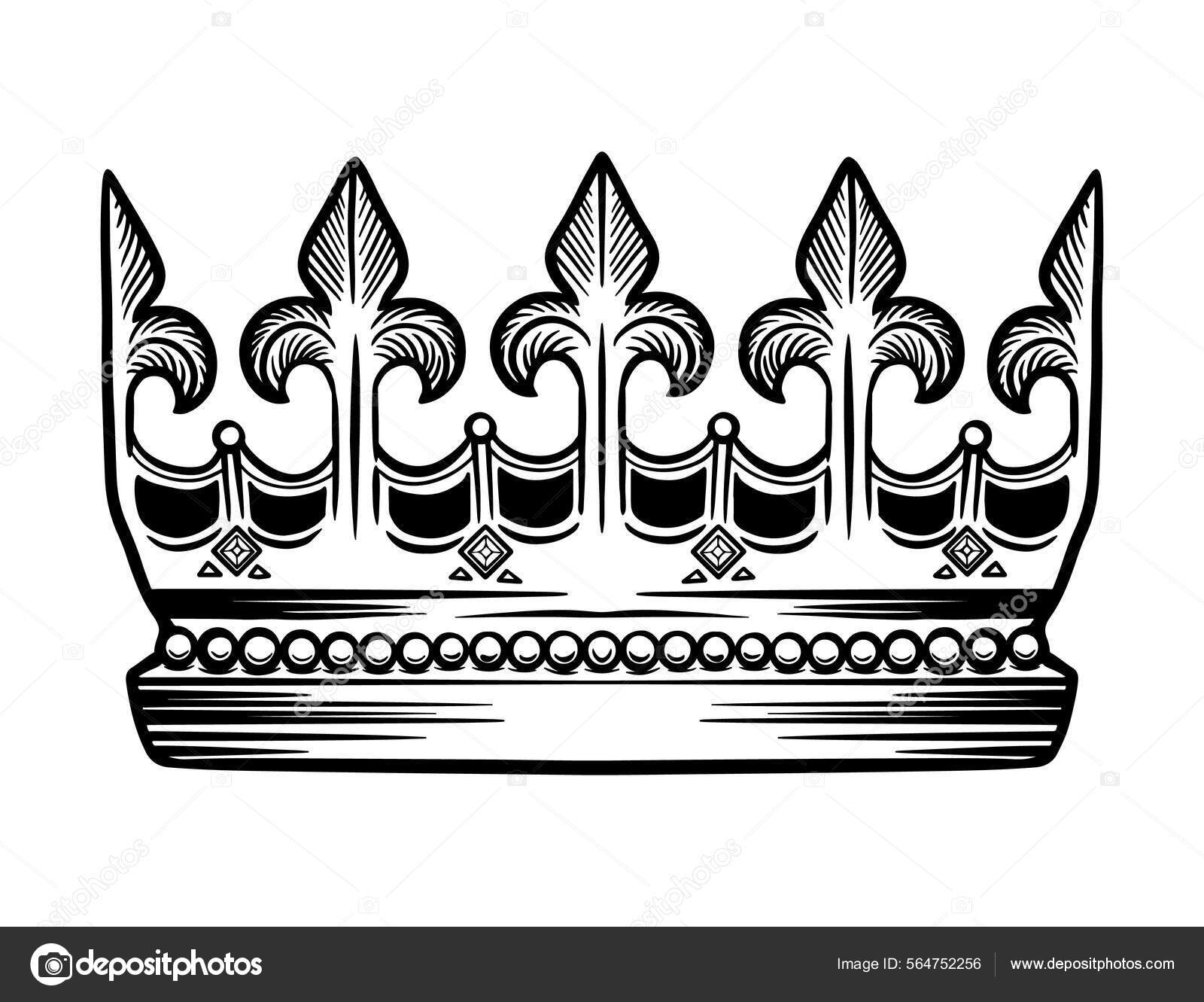 Sketch crowns hand drawn king queen crown Vector Image