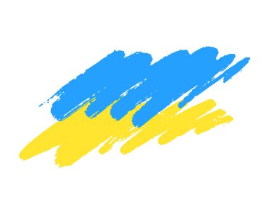 Ukrayna bayrağının sembolü arka plandaki ulusal pankartta izole edildi. Ukrayna Cumhuriyeti 'nin Ulusal Bağımsızlık Günü tebrik kartı. Fırça darbesi eyalet bayrağıyla illüstrasyon afişi