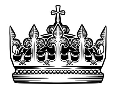 El yapımı taç. Şatafatlı taçlar, kraliçe ya da kral taç giyme karalama ve görkemli prenses tacını taçlandırır. Kral kelebeği Diadem. İzole edilmiş klasik illüstrasyon sembolü