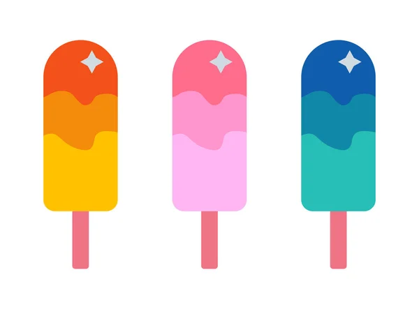 Vector Illustration Ice Cream Icecream Pink Blue Colors Isolated White —  Vetores de Stock