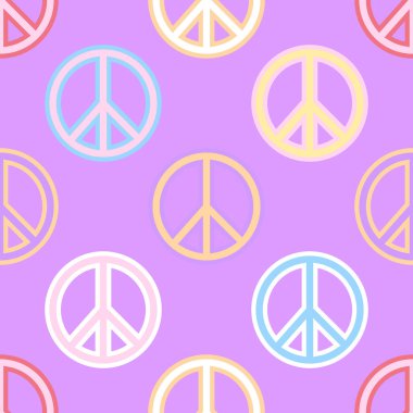 Vector seamless pattern Peace sign hippie style for textile design, fabric or wallpaper.