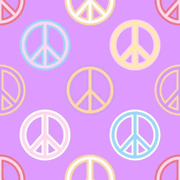 Vector Seamless Pattern Peace Sign Hippie Style Textile Design Fabric — ストックベクタ