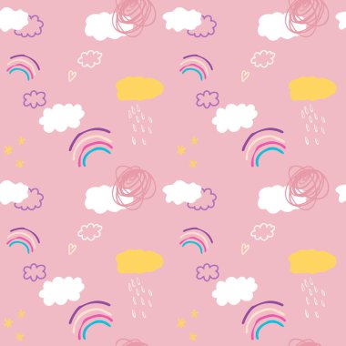 vector kids seamless pattern naive simple style for textile design
