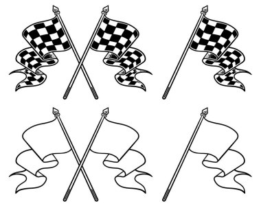 Yarış Bayrağı Simgesi Simgesi Simgesi Vektör İllüstrasyonu. Damalı bayrak simgesi.