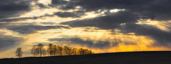 Horizon Ciel Sombre Coucher Soleil Automne 2021 — Photo