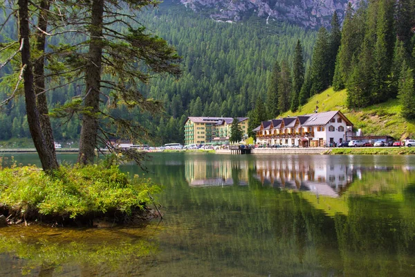 Belluno Italia Agosto 2018 Ciudad Turística Lago Misurina Una Las — Foto de Stock