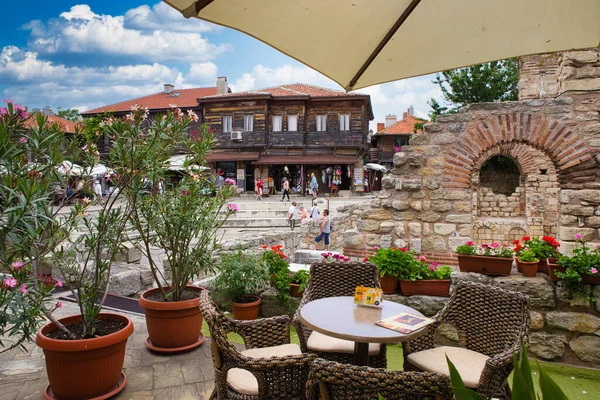 Nessebar Болгарія Червня 2016 Old Town Street Cafe Design 2021 — стокове фото