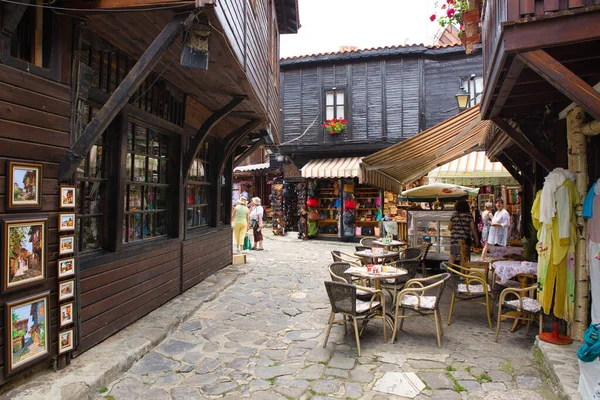 Nessebar Bulgaria Giugno 2016 Old Town Street Cafe Design 2021 — Foto Stock