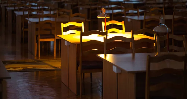 Tranquilo Ambiente Tranquilo Biblioteca Luz Tenue Lámpara Personal 2021 — Foto de Stock