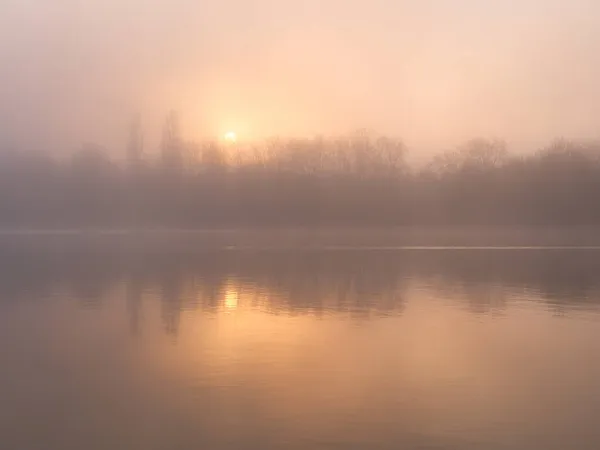 Fog River Sunset November 2021 — Stock Photo, Image
