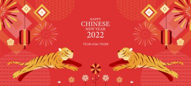 Year of the Tiger, Chinese New Year 2022 Decoration Background clipart