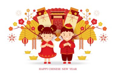 Çinli Çocuklar Yeni Yıl Dekorasyonunu Kutluyor