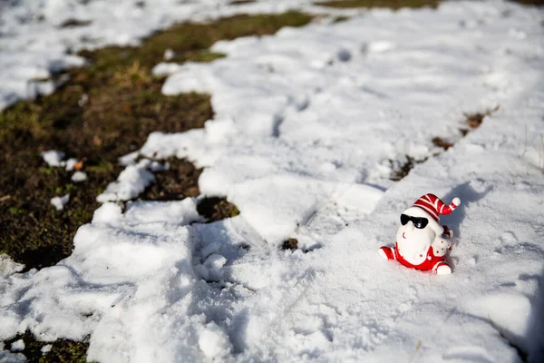 Karda güneş gözlüğü olan havalı komik Noel Baba. 
