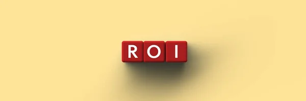 3D red Cubes with the word acronym ROI for Return On Investment