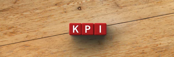 3D red Cubes with the word acronym KPI for Key Performance Indicator