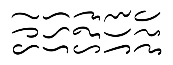 Sottolineare Swoosh Swish Swoop Line Vector Set Vettore Calligrafico Girevole — Vettoriale Stock