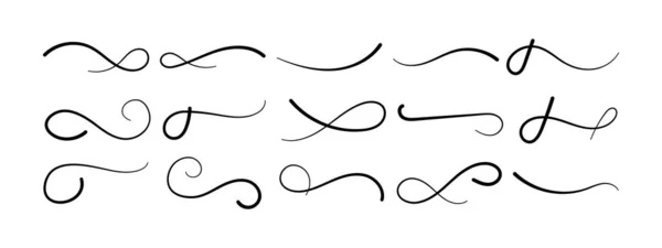 Set Sottolineatura Swoosh Disegnato Mano Scrittura Calligrafica Vettoriale Enfatizza Linea — Vettoriale Stock